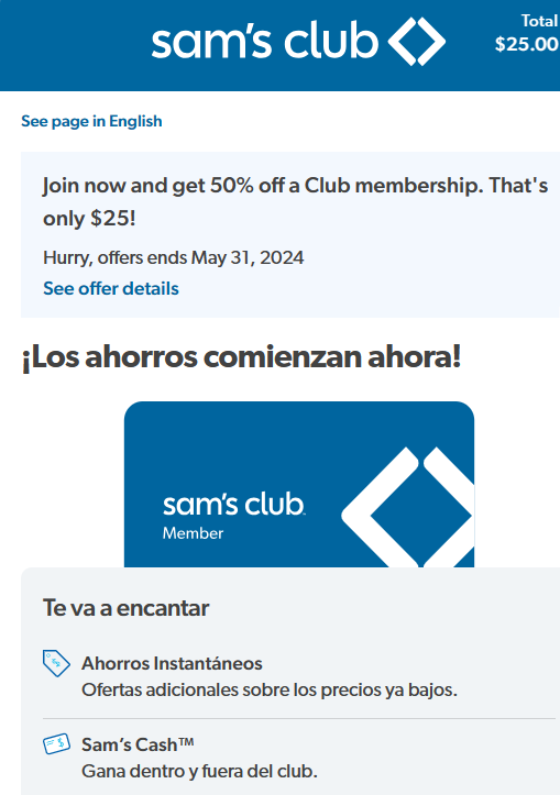 Sam's Club membership deal offer